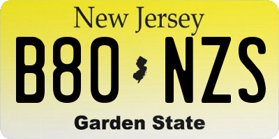 NJ license plate B80NZS