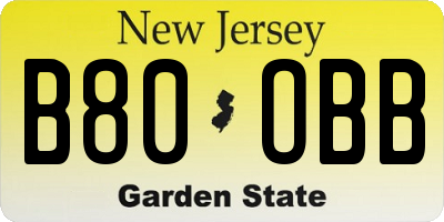 NJ license plate B80OBB