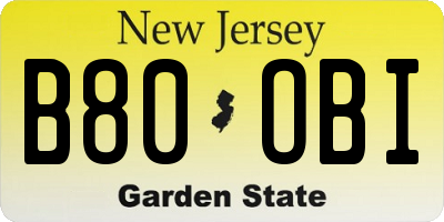 NJ license plate B80OBI