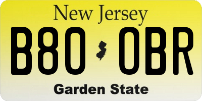 NJ license plate B80OBR
