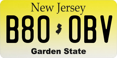 NJ license plate B80OBV