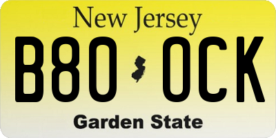 NJ license plate B80OCK