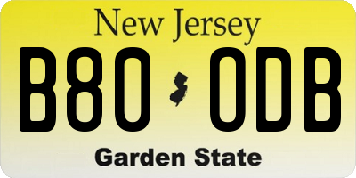 NJ license plate B80ODB