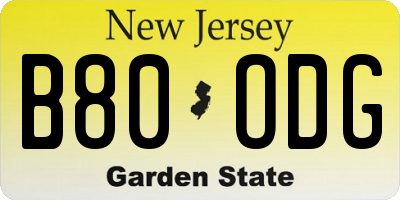 NJ license plate B80ODG