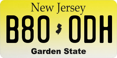 NJ license plate B80ODH