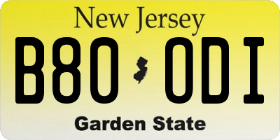 NJ license plate B80ODI