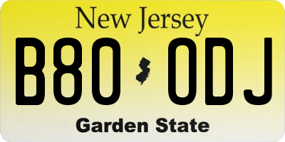 NJ license plate B80ODJ