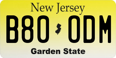 NJ license plate B80ODM