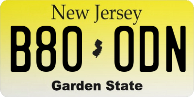 NJ license plate B80ODN