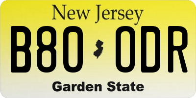 NJ license plate B80ODR