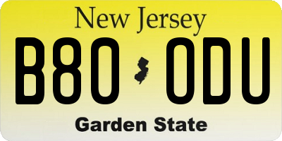 NJ license plate B80ODU