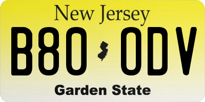 NJ license plate B80ODV