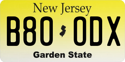 NJ license plate B80ODX