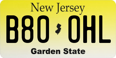 NJ license plate B80OHL