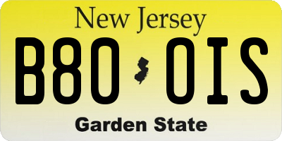 NJ license plate B80OIS