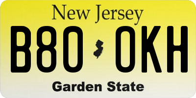 NJ license plate B80OKH
