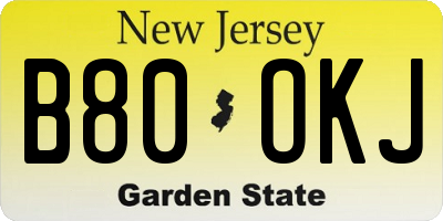 NJ license plate B80OKJ