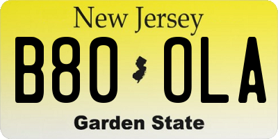 NJ license plate B80OLA