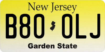 NJ license plate B80OLJ