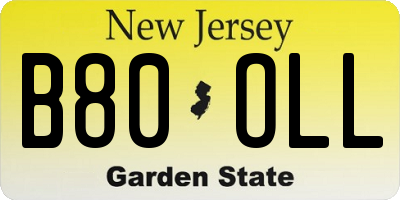 NJ license plate B80OLL