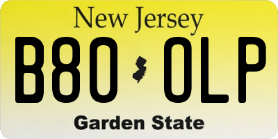 NJ license plate B80OLP