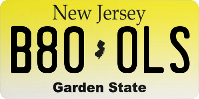 NJ license plate B80OLS