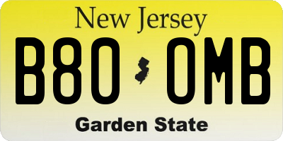 NJ license plate B80OMB