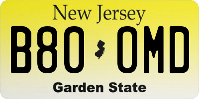 NJ license plate B80OMD