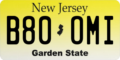 NJ license plate B80OMI