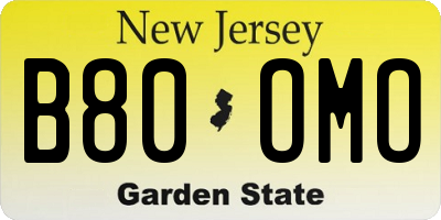 NJ license plate B80OMO