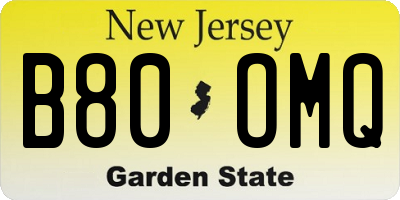 NJ license plate B80OMQ