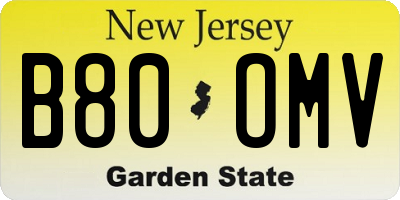 NJ license plate B80OMV