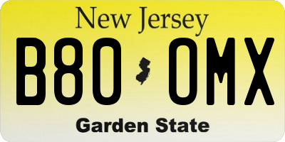 NJ license plate B80OMX