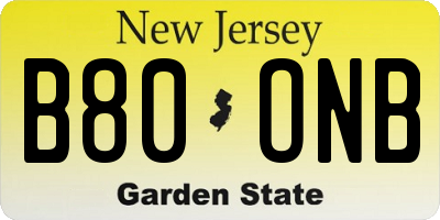 NJ license plate B80ONB
