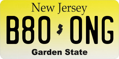 NJ license plate B80ONG