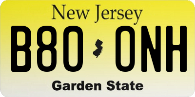 NJ license plate B80ONH