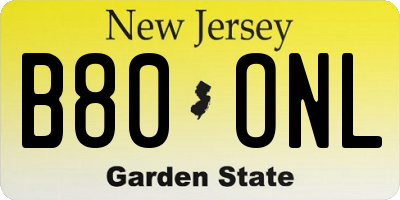 NJ license plate B80ONL