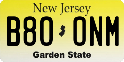 NJ license plate B80ONM