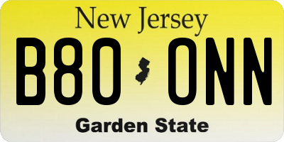 NJ license plate B80ONN