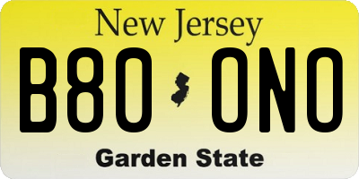 NJ license plate B80ONO