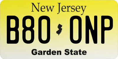 NJ license plate B80ONP