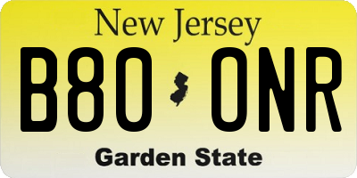 NJ license plate B80ONR