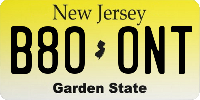 NJ license plate B80ONT