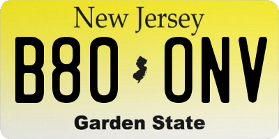 NJ license plate B80ONV