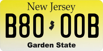 NJ license plate B80OOB