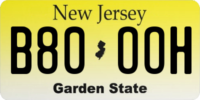 NJ license plate B80OOH