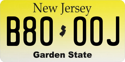 NJ license plate B80OOJ