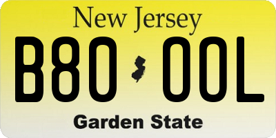 NJ license plate B80OOL