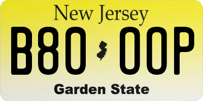 NJ license plate B80OOP