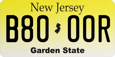 NJ license plate B80OOR